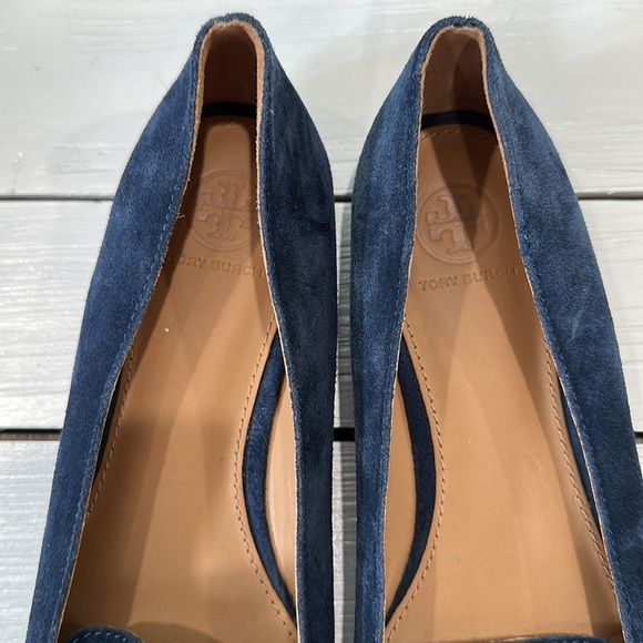 Tory Burch Marsden Smoking Loafer Blue Suede Gold Hardware size 8 - Picture 4 of 9